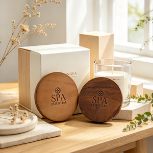 Tapa de Madera Negra de Lujo Moderna Personalizada al por Mayor para Frascos de Velas con Anillo de Silicona, Contenedores de Vidrio para Decoración del Hogar, OEM - Product Image 1
