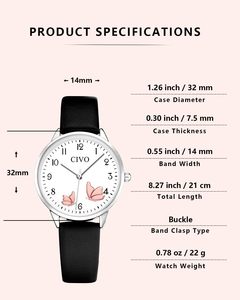 <span class=keywords><strong>Civo</strong></span> นาฬิกาควอทซ์อะนาล็อกสำหรับผู้หญิงหน้าปัด32มม. กันน้ำ10มม. สายหนังเรียบง่ายนาฬิกาชุดเดรสสำหรับผู้หญิง - Product Image 6