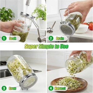Tapas para Germinación para Frascos Mason de Boca Ancha, Tapas de Acero Inoxidable para Germinación con Soporte Integrado, Germinación de Semillas, Cultivo de Brotes - Product Image 4