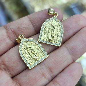 CZ8789 18K oro CZ Pave Santa Iglesia colgante <span class=keywords><strong>San</strong></span> <span class=keywords><strong>Benito</strong></span> <span class=keywords><strong>Abad</strong></span> CZ Jesús y Guadalupe Saint Charm colgantes - Product Image 5