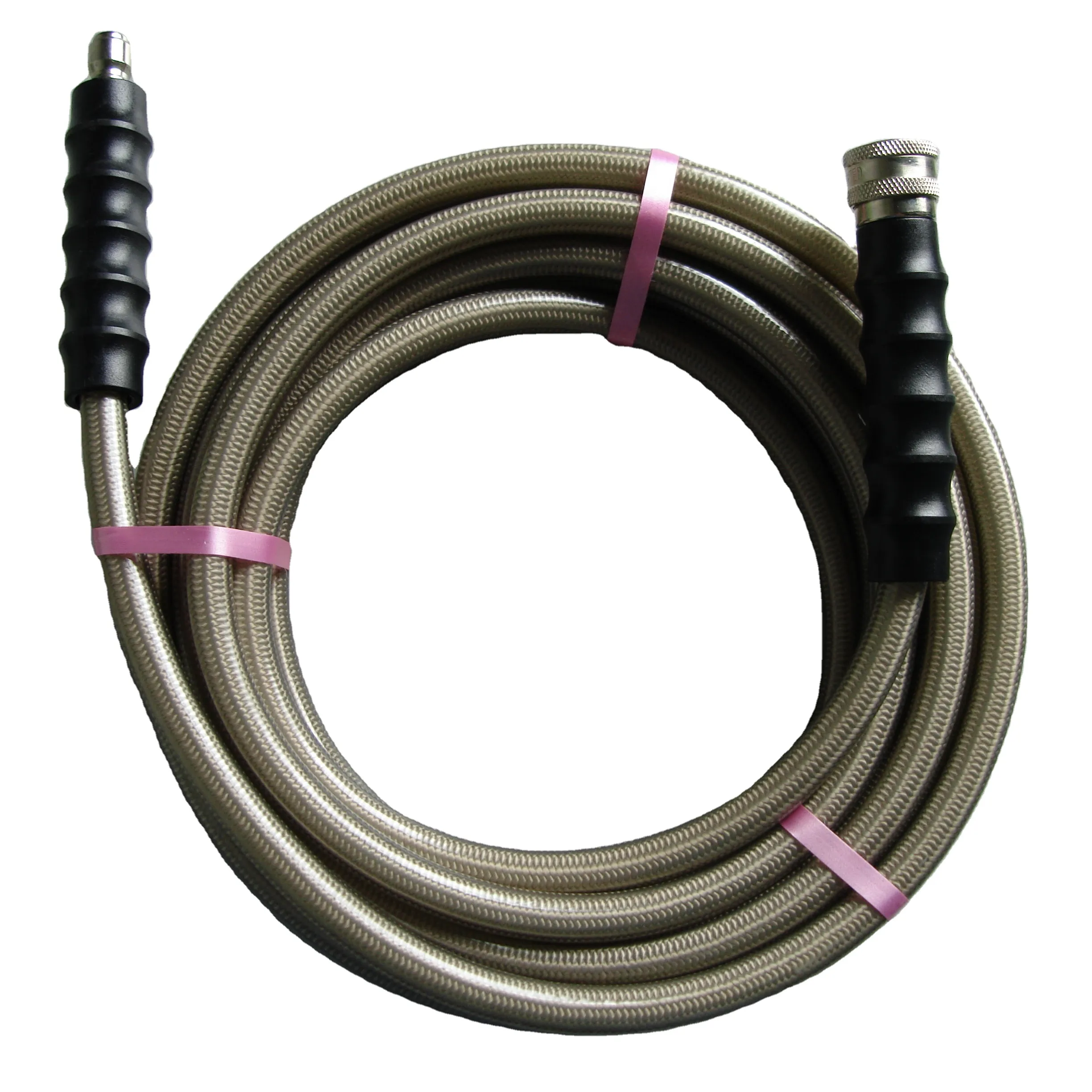 Grey high pressure rubber jet water wash hose for car washing machine with quick connect fittings
