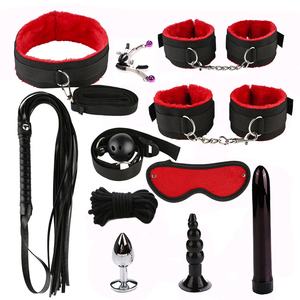 11PCS Fetisch Bondage Restraint Handschellen Mund knebel Kit Adult Sex spiel Slave Bullet-Vibrator Anal Plug BDSM Bondage Anzug Sexspielzeug - Product Image 2