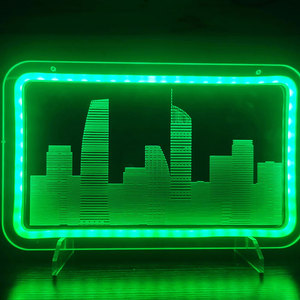 Custom Acrylic <strong>LED</strong> Light RGB Neon Frame Stand Glow <strong>Table</strong> <strong>Led</strong> Acrylic Sign Display Stand - Product Image 6