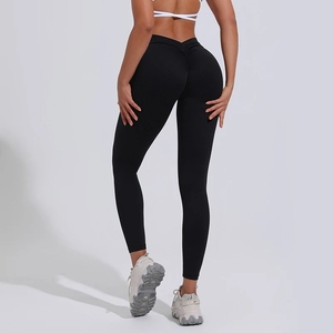 <span class=keywords><strong>Leggings</strong></span> sin costuras con corte en V profundo en la espalda, efecto fruncido para realzar los glúteos, pantalones de yoga sexys con corte en V en la espalda - Product Image 2
