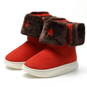 New models wholesale leather boots women high heel Soviet red star snow winter men outdoor fur house shoes hiking brand cheap