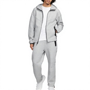 Conjunto de Sudadera con Capucha para Hombre, Gris, Felpa Francesa, Corte Regular, Informal, para Otoño, Transpirable, con Bolsillos, Poliéster - Product Image 1