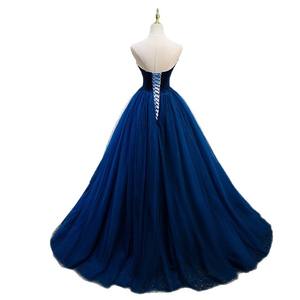ชุดเดรสยาวสีน้ำเงินเข้มแบบเป็นทางการ ชุดราตรีทรงบอลกาวน์ สง่างามสำหรับผู้หญิง แบบไร้สายรัดไหล่ ทรงเอไลน์ ยาวถึงพื้น ชุดเดรสสำหรับงานปาร์ตี้ ชุดเดรสพรอมสุดหรูแบบสั่งตัดได้ - Product Image 5