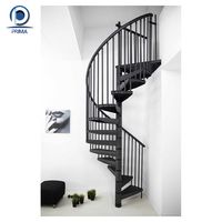 Kit d'escalier en colimaçon de vente chaude Design rond en acier avec marches en bois pour villa/loft/grenier