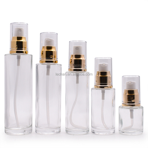Bouteille de lotion en verre givré à vis à épaule plate 100ml avec pompe à lotion or argent - Product Image 6