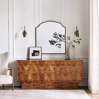 Commode moderne minimaliste en bois massif plaqué bois de frappe, armoire de rangement à 6 tiroirs pour chambre à coucher, commode, buffet