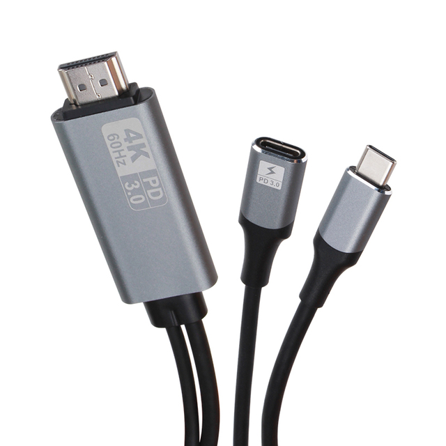 VCOM USB Type-C to HDMI 4K USB Video Cable with 60W PD Charge Aluminum Alloy Shell Computer Monitor Dongle