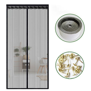 Quality Wide Selling Striped Curtain Polyester Mesh Curtain Product Manufacturing Self Absorbing Magnetic Curtain Door