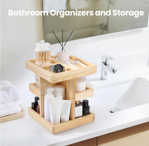 Organisateur de maquillage et plateau à parfum en bois moderne à double niveau, design 2026, écologique, personnalisé, pour le salon - Product Image 3