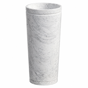 Freestanding Vessel Pedestal Sink White Carrara Marble Polished Contemporary Bathroom Basin Single Hole Knob Faucet - Product Image 2