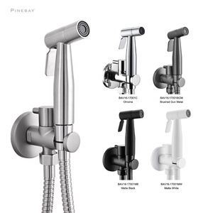 PINEBAY Rust Resistant Brass Angle Valve <strong>Shattaf</strong> <strong>Handheld</strong> Douche Spray Bidet Sprayer Set for Toilet Cleaning - Product Image 1