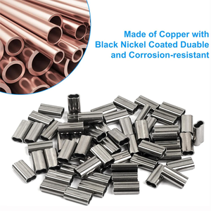 100個銅ダブルバレル圧着スリーブ高強度真鍮圧着ループスリーブフィッシングラインチューブコネクタサイズ0.8-2.6mm - Product Image 5