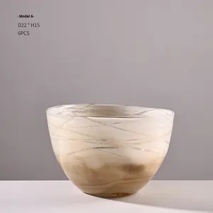 Jarrón de Vidrio Hecho a Mano de Alta Gama con Boca Ancha, Diseño Artístico Colorido Mate con Textura de Nube para Decoración de Interiores de Sala de Estar - Product Image 5