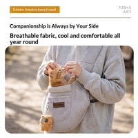 Sac à dos de transport pour animaux de compagnie, élégant et respirant, avec ceinture en tissu, anti-évasion, grande capacité 5 kg, pour chat et chien, idéal pour l'été