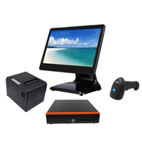 Terminal Punto de Venta con Pantalla Táctil Capacitiva de 10 Puntos y Pantalla Dual de 15.6 Pulgadas, Sistema POS Todo en Uno con Wi-Fi 6