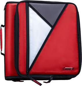 Carpeta Archivadora con Cierre de Cremallera de 4 Pulgadas y 3 Anillas en D, con 5 Pestañas, Color Rojo, de Case-it Factory Wholesale - Product Image 6