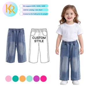 Jeans con Pedrería para Niñas, Estilo Holgado, Pantalones para Niñas con Bolsillos, Venta al Por Mayor - Product Image 1
