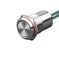 Interrupteur à bouton-poussoir en acier inoxydable étanche 15A IP68 autobloquant momentané 16mm marche/arrêt 12V tension maximale aucune lampe requise