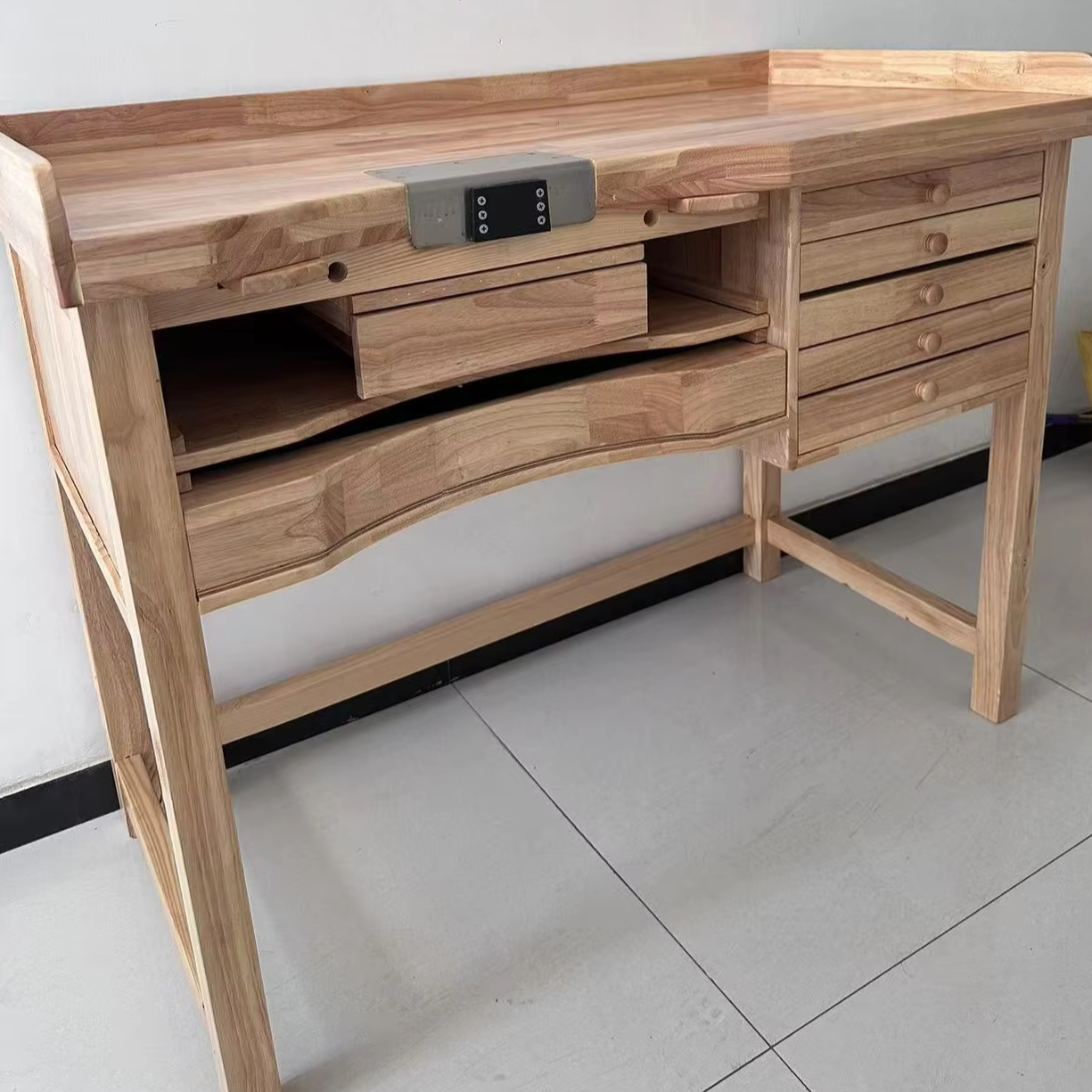 Jewelers Workbench Solid Wood with 22 Drawers Height Adjustable
