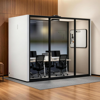 Cabine de bureau insonorisée moderne et silencieuse avec cadre en aluminium blanc minimaliste, port de charge USB, pour bureau à domicile, hôtel