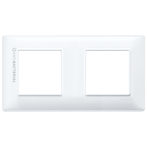 Vimar Antibacterial Wall <b>Switch</b> <b>Plate</b> 2 Gang 80x20mm White - Product Image 1