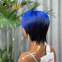 Perruques Courtes en Cheveux Humains en Gros : Perruque Pixie Courte en Cheveux Humains, Perruques Pixie Courtes Bleues en Cheveux Vietnamiens Bruts, Fournisseurs de Perruques Sans Colle