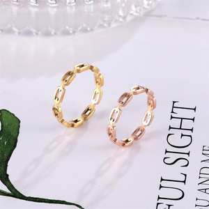 Trendy Daily Wear 14K Gold Plating Hollow Stainless Steel Link Chain <b>Ring</b> - Product Image 5