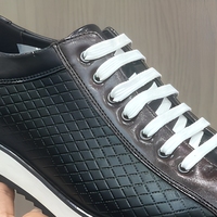 Chaussures de marche en cuir véritable pour hommes, baskets décontractées à lacets, dessus matelassé, semelle en caoutchouc, pour le bureau