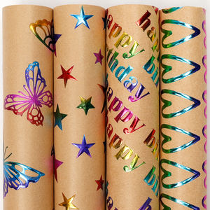 Papel de regalo en relieve 3D de fábrica 43*300 cm papel de regalo embalaje de papel Kraft colorido - Product Image 2