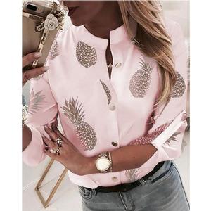 Camicie con bottoni da donna stampate con ananas nuovo autunno camicette con maniche regolabili bianche camicette da donna di moda <span class=keywords><strong>Plus</strong></span> <span class=keywords><strong>Size</strong></span> Top Casual - Product Image 6