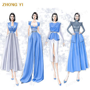 ผู้หญิงแฟชั่นหรูหราสีฟ้าเข้มพื้นผิวS Trappyกํามะหยี่ผู้หญิงชุดตัดเอวสูงSlitเซ็กซี่คลับMaxi <span class=keywords><strong>Dress</strong></span> - Product Image 6