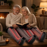 Bottes de récupération pour les jambes à compression d'air et thérapie par lumière rouge, 6 chambres, sans fil, double contrôleur, enveloppement complet des jambes