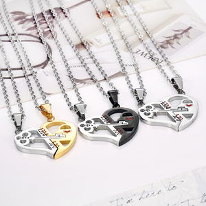 Accessoires romantiques transfrontaliers Creative <span class=keywords><strong>520</strong></span> Collier <span class=keywords><strong>1314</strong></span> I love You Couple Collier Paire de pendentifs épissés Collier - Product Image 3