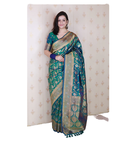 Sari en soie pour femmes, design traditionnel indien et pakistanais, tenue de fête - Product Image 1
