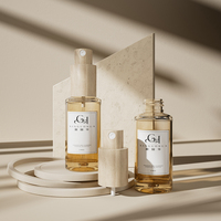 Flacon compte-gouttes transparent transparent PETG de qualité supérieure bouteille d'huile essentielle de soin des cheveux avec compte-gouttes en bambou et spray pour cosmétique