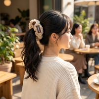 Élastique à cheveux personnalisable en polyester doux coréen, fait main, motif grandes vagues, style coloré