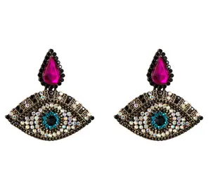 Orecchini pendenti con nappe esagerate orecchini con occhi di strass di cristallo Vintage per gioielli Boho da donna