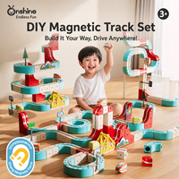 Ensemble de train de construction magnétique en plastique STEM 100 pièces, circuit de course empilable, jouet de construction, voitures magnétiques anti-gravité, pour les 4-6 ans