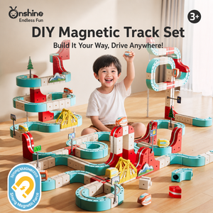 Ensemble de train de construction magnétique en plastique STEM 100 pièces, circuit de course empilable, jouet de construction, voitures magnétiques anti-gravité, pour les 4-6 ans - Product Image 2
