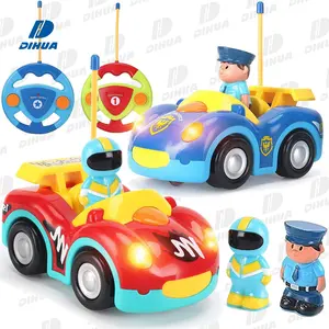 Uzaktan kumanda karikatür yarış oyuncak arabalar çocuklar için 2 kanal RC yarış arabası çıkarılabilir sürücü ile figürleri küçük oyuncak araba MinI