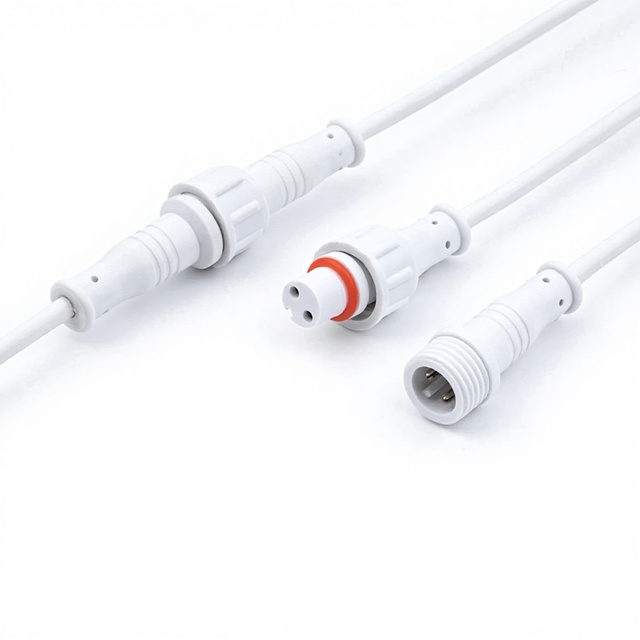 M12-2 Core PVC Pure Copper Waterproof Cable RGB4P Anti-loose Male/Female Wire Harness 0.3 Square Plug Joint Outdoor Lighting