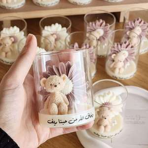 Candele Personalizzate di Matti, Profumate con Fragranza Floreale e Orsetto Rosa, per Battesimo, Souvenir e Regalo di Compleanno - Product Image 6