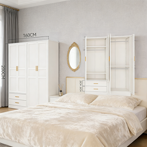 モダンなスチール製4ドアワードローブ（引き出し2つ付き） |   カスタマイズ可能なスチールドアオプション |   160cm幅の調節可能な大容量寝室用家具 - Product Image 3