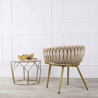 Chaises de salle à manger nordiques de luxe rembourrage bras blanc crème beige rembourré pieds en métal chaise de salle à manger