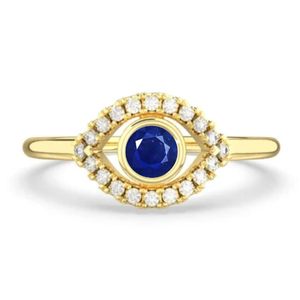 Adjustable Blue Sapphire Birthstone <b>Ring</b> 925 Sterling Silver Band 14K <b>Gold</b> Plated Prong <b>Set</b> Minimalist Jewelry for Women - Product Image 3