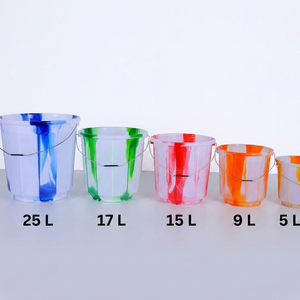 Plastic Bucket with Metal Handle and Lid <b>25</b> <b>Litre</b> PP Food Grade Marbled Storage <b>Container</b> for Bathroom and Household Use - Product Image 2